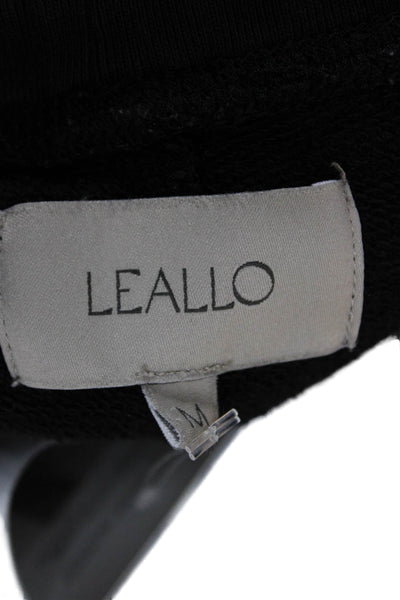Leallo Unisex Jogger Sweatpants Black Drawstring 100% Cotton Size M