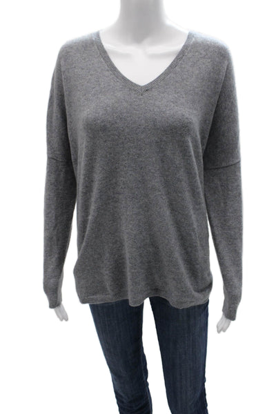 Minnie Rose Unisex Gray 100% Cashmere V-Neck Pullover Long Sleeve Size XS