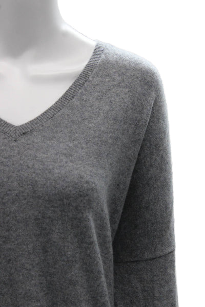 Minnie Rose Unisex Gray 100% Cashmere V-Neck Pullover Long Sleeve Size XS