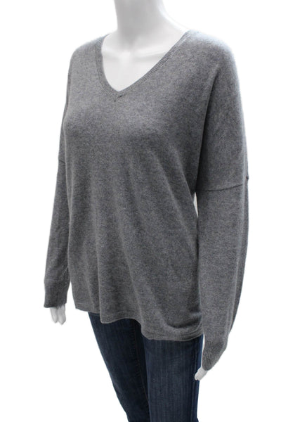 Minnie Rose Unisex Gray 100% Cashmere V-Neck Pullover Long Sleeve Size XS