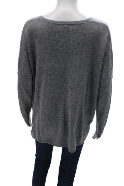 Minnie Rose Unisex Gray 100% Cashmere V-Neck Pullover Long Sleeve Size XS