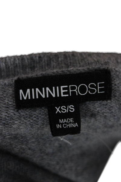 Minnie Rose Unisex Gray 100% Cashmere V-Neck Pullover Long Sleeve Size XS