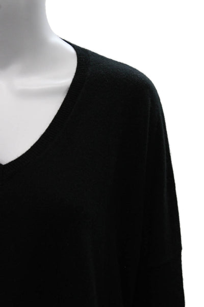 Minnie Rose Unisex Pullover Cashmere V-Neck Long Sleeve Black Sweater Size XS