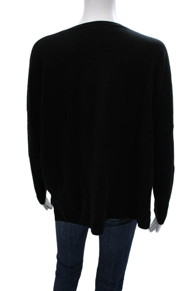 Minnie Rose Unisex Pullover Cashmere V-Neck Long Sleeve Black Sweater Size XS
