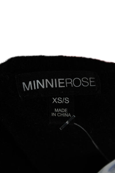 Minnie Rose Unisex Pullover Cashmere V-Neck Long Sleeve Black Sweater Size XS