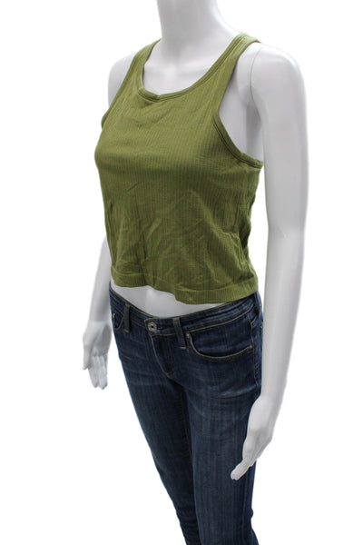 Lululemon Womens Cropped Tank Green Nylon Round Neck Army Size S