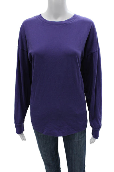 Wilfred Free Women Purple Basic Cotton Crew Neck Long Sleeve T-Shirt Size M