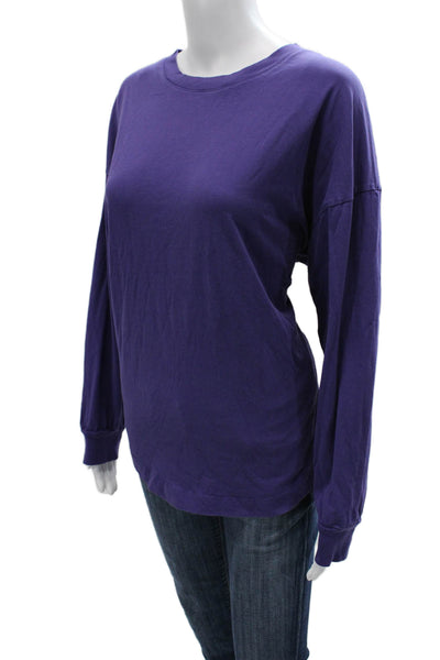 Wilfred Free Women Purple Basic Cotton Crew Neck Long Sleeve T-Shirt Size M