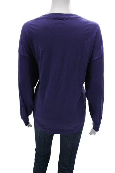 Wilfred Free Women Purple Basic Cotton Crew Neck Long Sleeve T-Shirt Size M
