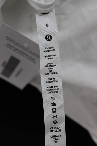 Lululemon Women Basic Crew Neck Short Sleeve T-Shirt White Pima Cotton Size 8