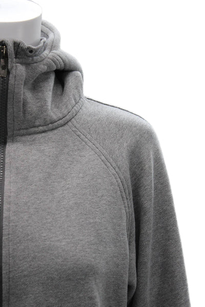 Lululemon Women Full Zip Hoodie Gray High Neck Cotton Size S