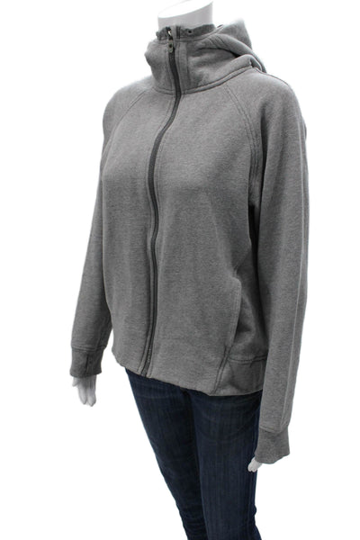 Lululemon Women Full Zip Hoodie Gray High Neck Cotton Size S