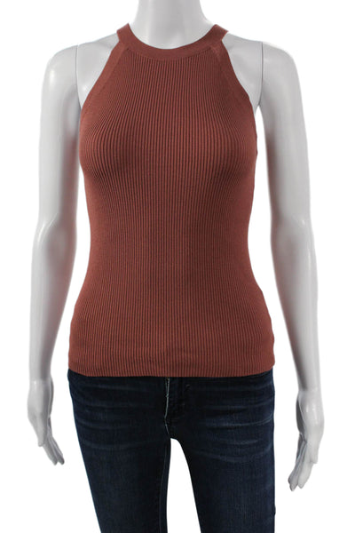 Be Cool Womens Basic High Neck Sleeveless Tank Brown Size S