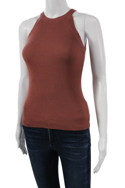 Be Cool Womens Basic High Neck Sleeveless Tank Brown Size S
