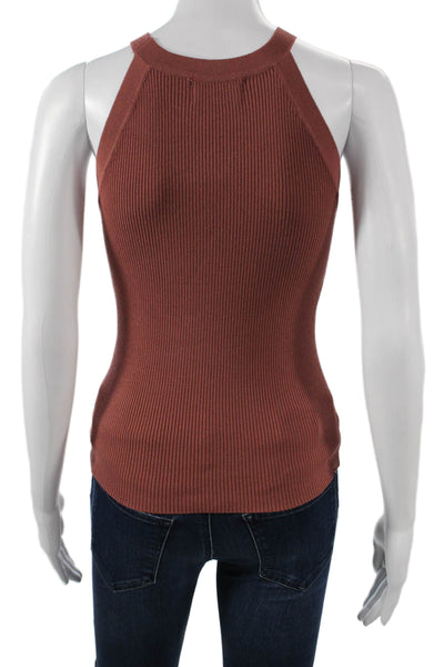 Be Cool Womens Basic High Neck Sleeveless Tank Brown Size S