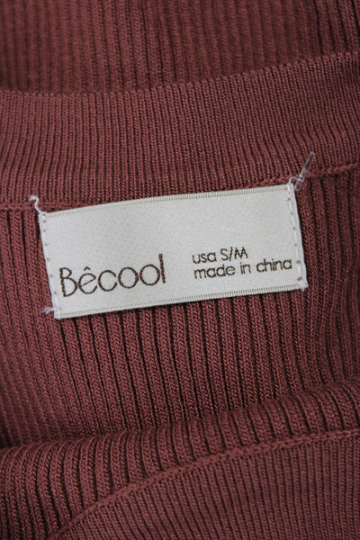 Be Cool Womens Basic High Neck Sleeveless Tank Brown Size S