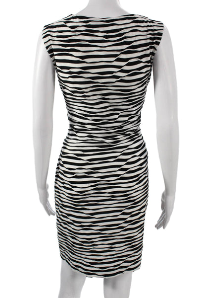 Calvin Klein Women Sheath Dress Black Zebra V-Neck Sleeveless Size 12