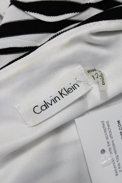 Calvin Klein Women Sheath Dress Black Zebra V-Neck Sleeveless Size 12