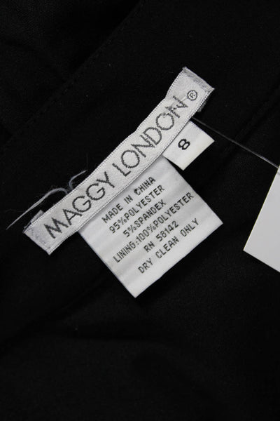 Maggy London Women Black Mini Sweater Dress Long Sleeve Round Neck Size 8