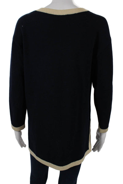St. John Unisex Dark Blue Wool Crew Neck Pullover Sweater Long Sleeve Size PP