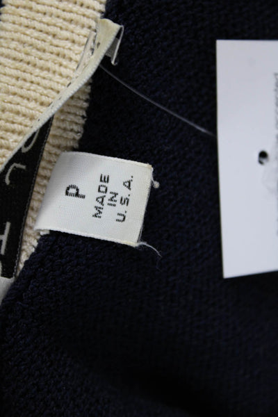 St. John Unisex Dark Blue Wool Crew Neck Pullover Sweater Long Sleeve Size PP