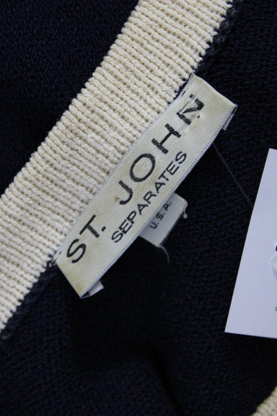 St. John Unisex Dark Blue Wool Crew Neck Pullover Sweater Long Sleeve Size PP