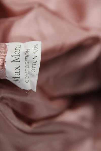 Max Mara Womens Trench Coat Pink Cotton Collared Long Sleeve Buckle Size XL