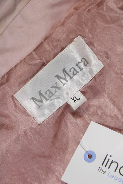 Max Mara Womens Trench Coat Pink Cotton Collared Long Sleeve Buckle Size XL