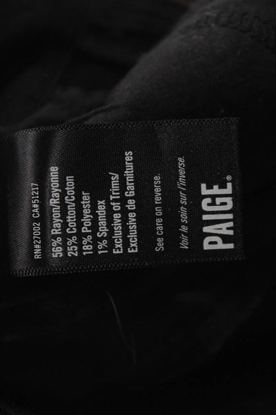 Paige Womens Skinny Biker Jeans Black Button Mid Rise Inseam 29 Size 28