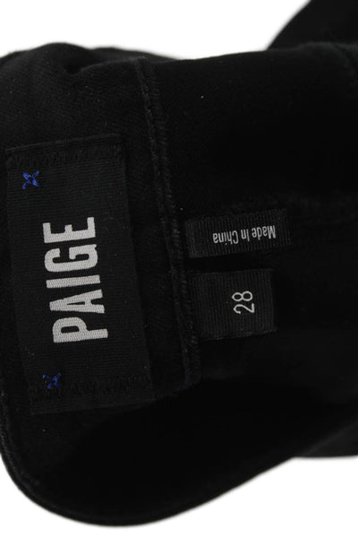 Paige Womens Skinny Biker Jeans Black Button Mid Rise Inseam 29 Size 28