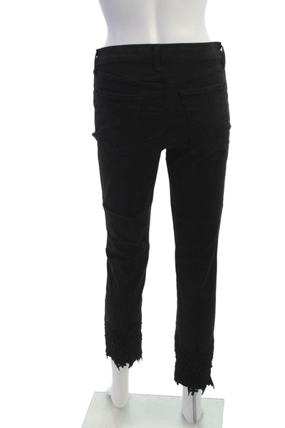 J Brand Women Ankle Cropped Jeans Black Mid Rise Size 28
