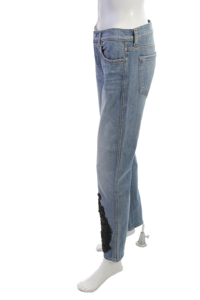 7 For All Mankind Womens Boyfriend Cropped Jeans Blue Paisley Mid Rise Size 28