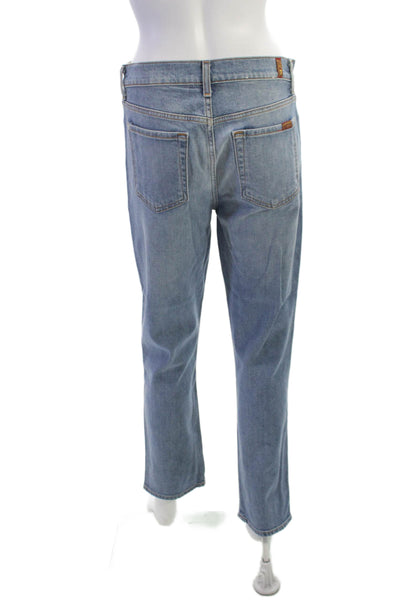 7 For All Mankind Womens Boyfriend Cropped Jeans Blue Paisley Mid Rise Size 28