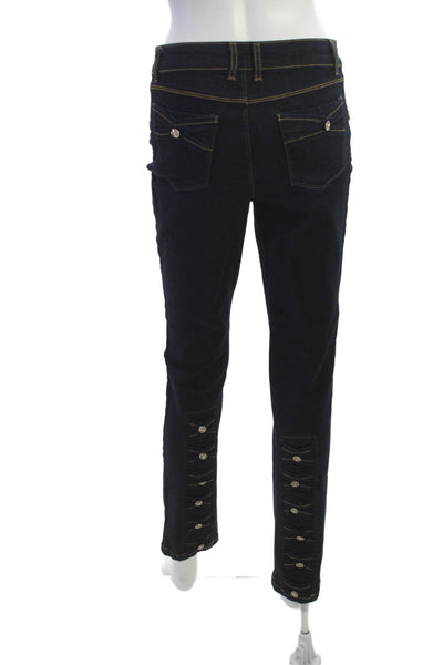 Tricotto Women Skinny Straight Dark Blue Jeans Button Size 28