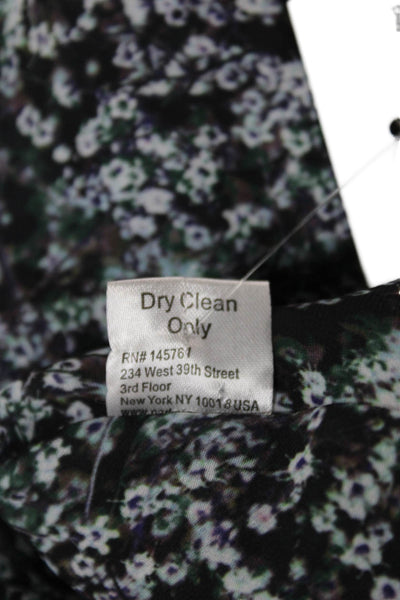 Parker Women Shift Dress Black Silk Floral Short Sleeve Size XS