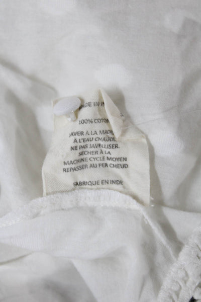 Valiante Womens Fit & Flare Mini White Cotton Crew Neck Button Dress Size 0