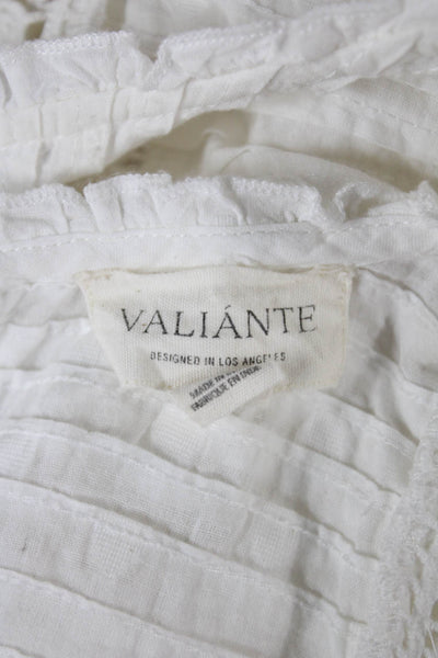 Valiante Womens Fit & Flare Mini White Cotton Crew Neck Button Dress Size 0
