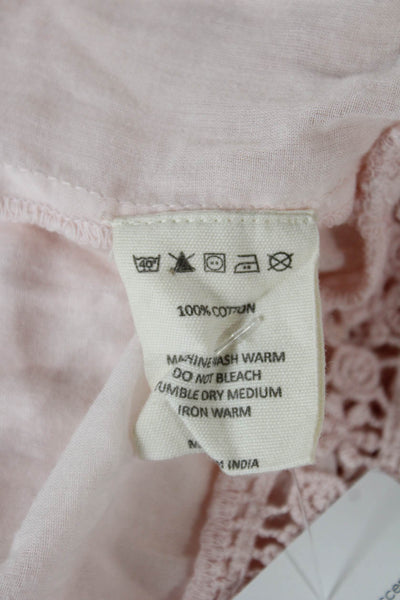 Valiante Womens Mini Sundress Pink Cotton High Neck Button Size 0