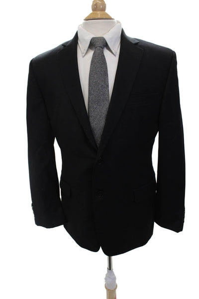 Calvin Klein Mens Black Collared Button Suit Jacket Classic Solid Size 38
