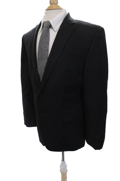 Calvin Klein Mens Black Collared Button Suit Jacket Classic Solid Size 38