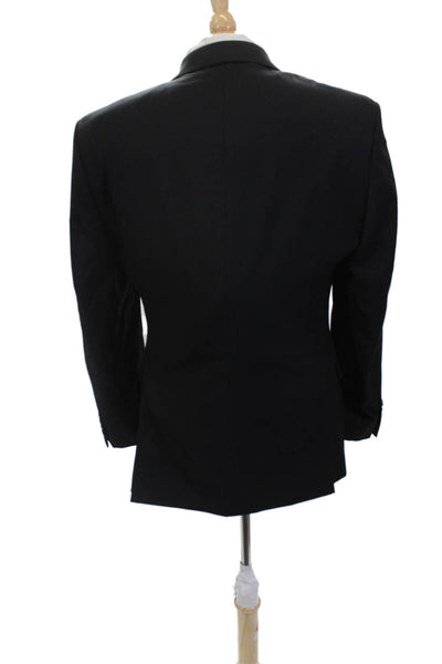 Calvin Klein Mens Black Collared Button Suit Jacket Classic Solid Size 38