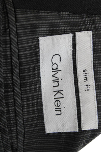 Calvin Klein Mens Black Collared Button Suit Jacket Classic Solid Size 38