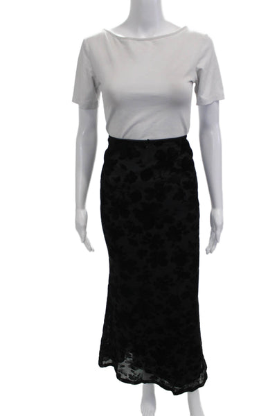 NIA Women Maxi Straight Pencil Floral Black Skirt Size S