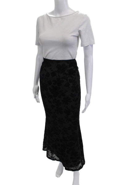 NIA Women Maxi Straight Pencil Floral Black Skirt Size S