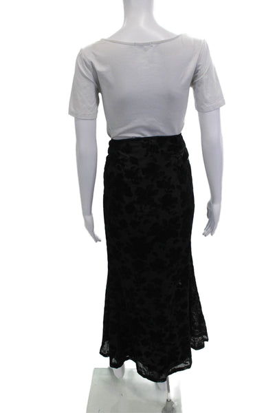 NIA Women Maxi Straight Pencil Floral Black Skirt Size S