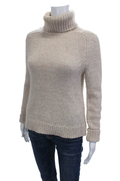 J Crew Unisex Pullover Turtleneck Sweater Beige Wool Mohair Blend Size XS