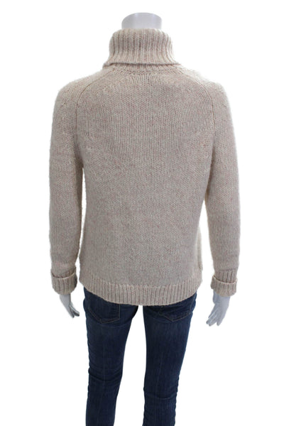 J Crew Unisex Pullover Turtleneck Sweater Beige Wool Mohair Blend Size XS