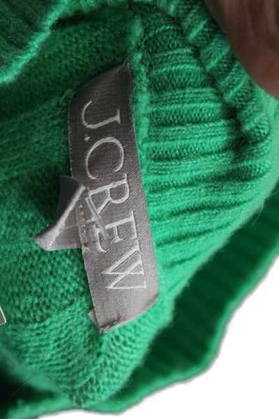 J Crew Unisex Green Cashmere Mock Neck Striped Pullover Size 2XS