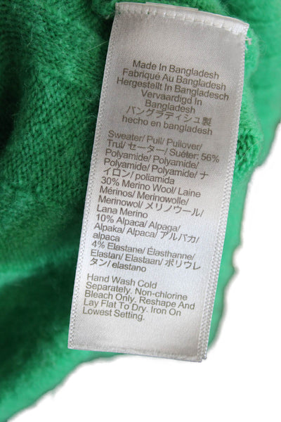 J Crew Unisex Green Cashmere Mock Neck Striped Pullover Size 2XS