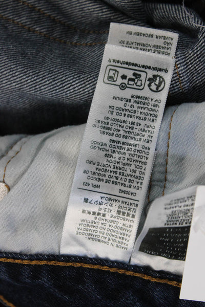 Levis Mens Cropped Straight Jeans Dark Blue Mid Rise Cotton Size 28